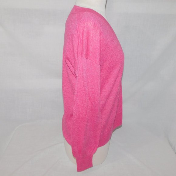 GAP womens M Pink Barbiecore V Neck Linen Blend Light knit Sweater - Picture 7 of 9